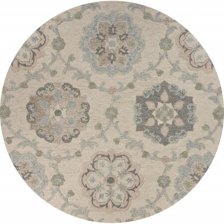 Palacedesigns 5 ft. Intricate Floral Round Area Rug - Ivory PA3096236